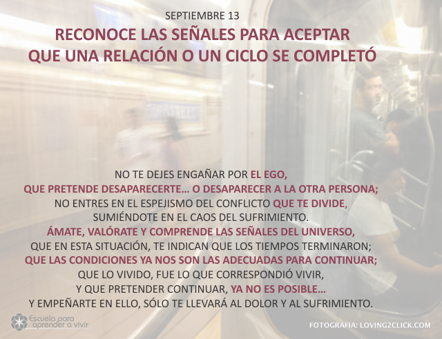 Reconoce las señales para aceptar que una relación o un ciclo se completó